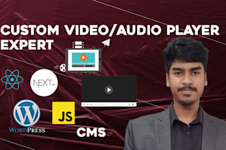 code custom good optimized video player in  react,nextjs or javascript