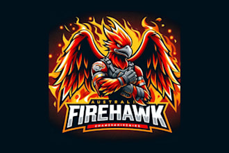 do creative australian firehawk mascot logo within two days