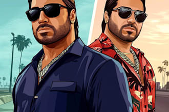 draw gta style vector cartoon portrait from your photo