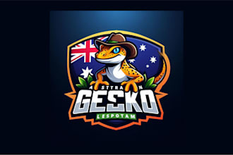 make unique australian gecko mascot logo for your company
