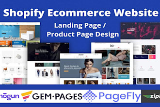 shopify product landing page in shogun, gempages or pagefly