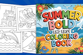 design bold and easy coloring book cover and pages for amazon KDP