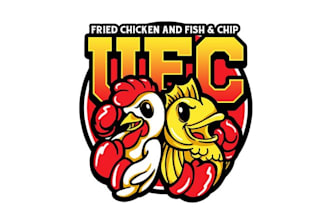 design fried chicken and fish chip restaurant logo