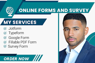 create online form using jotform, typeform, online survey