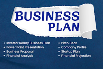 write business plan, policy and procedure, financial projection, pitch deck