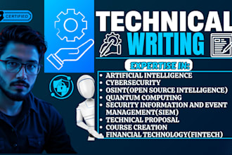 do technical writing on artificial intelligence, cybersecurity ebook and fintech