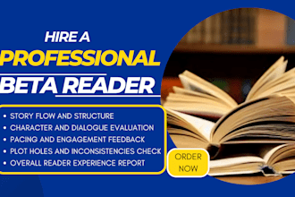beta read your fiction or non fiction book and provide honest critique