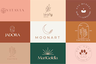 hand drawn minimalist boho logo feminine  artistic branding