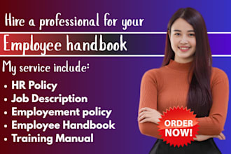 create employee company handbook offer letter hr policies job description resume