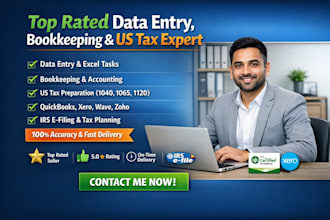 do US bookkeeping, quickbooks cleanup, reconciliation and tax prep support