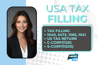 prepare and efile US tax returns for individual and business 1040, 1120, 1065
