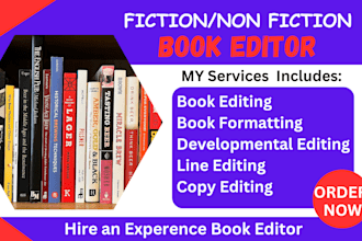 developmental edit format copy line edit fiction and non fiction book