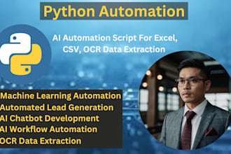 do python ai chatbot, ai automation script for excel, csv, ocr data extractor