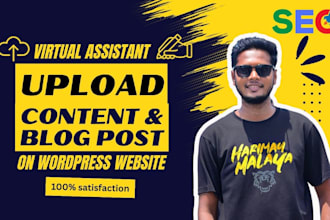 content upload regular blog post for wp site with onpage seo as a VA
