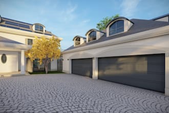 creative facade home garden patio,outdoor retreat, pool,gazebo,front yard, v ray