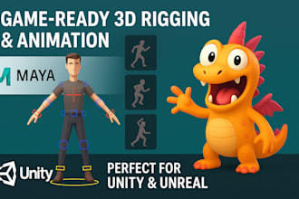 rig and animate your 3d character for unity or game development in maya