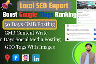 do social media and gmb post with geotag images for 30 days