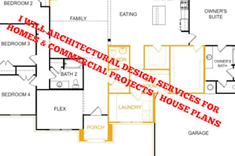 draw architectural design services for homes, commercial projects, house plans