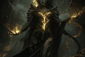 create concept drawings for fantasy characters and spooky horror creatures