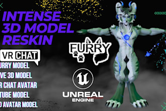 create a 3d furry model, custom design avatar, vrc furry, fursona furry