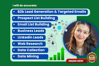 b2b lead generation, email list building, linkedin, prospect list, web research