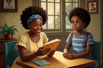 create fantastic african american children story book illustrations