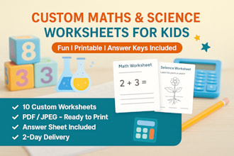 create custom maths and science worksheets for kids