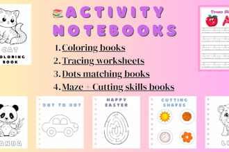 design fun and engaging kids activity books and worksheets