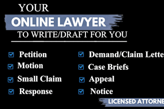 write motion, petitions, lawsuit, pleadings, demand letter and legal documents