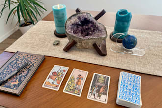 give a powerful tarot reading with detailed report and custom artwork