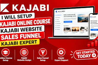 setup kajabi online course, kajabi website, sales funnel, kajabi expert