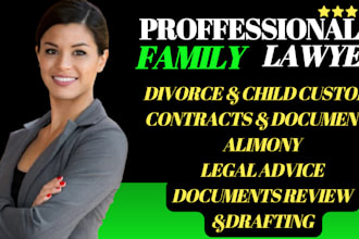 draft family law, marriage, alimony, divorce docs in 24hrs as US family lawyer