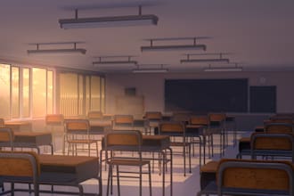 make anime style visual novel backgrounds