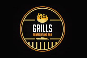 design restaurant, BBQ, grill, cafe, pizza food logo