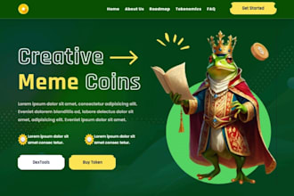 create memecoin website, crypto website, meme token website, meme coin art