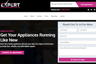 design handyman website appliance repair website with lead capture and booking
