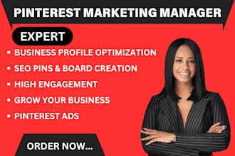 create seo optimized pins, posts, boards, ads as a pinterest marketing manager