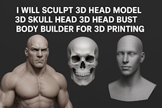 sculpt 3d head model 3d skull head 3d head bust body builder for 3d printing
