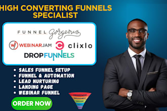 build funnels using funnel gorgeous, fg funnels, dropfunnels, clixlo, webinarjam