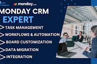 setup monday crm automation, asana integration, clickup, trello, monday expert