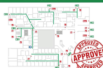 design fire emergency evacuation plan, map, diagram