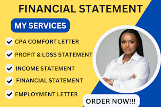 prepare financial statements, balance sheets, profit and loss, and CPA letters