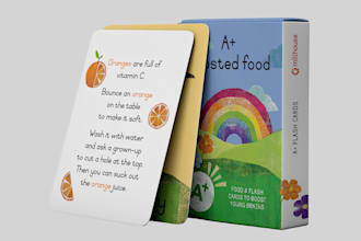 design educational card deck box mockup flash cards kids playing cards anki card