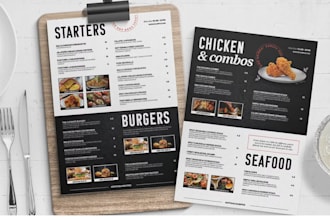 design professional menu board, price list, menu card for restaurants, bar, cafe