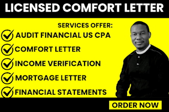 audit US CPA financial statement, income verification letter, sign US CPA letter