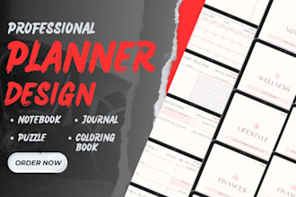 design planner, notebooks, gratitude journal, coloring puzzle books formatting