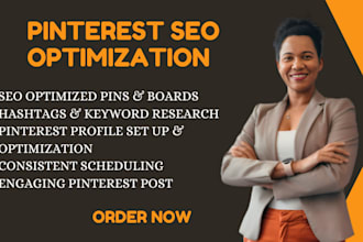 setup your pinterest optimized seo pins boards posts as your marketing manager