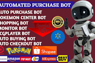 do pokemon bot,auto checkout bot, auto purchase bot, monitor bot, tcgplayer bot