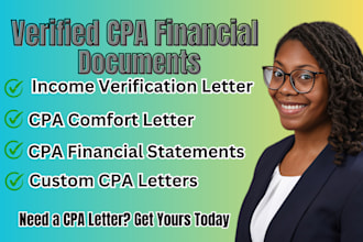 do attestation for US CPA comfort letter, financial statement and income letter
