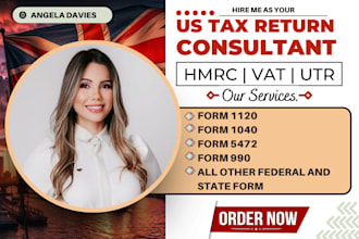 prepare tax return 1120, 5472, 990 and 1040 schedule c forms for foreign owned